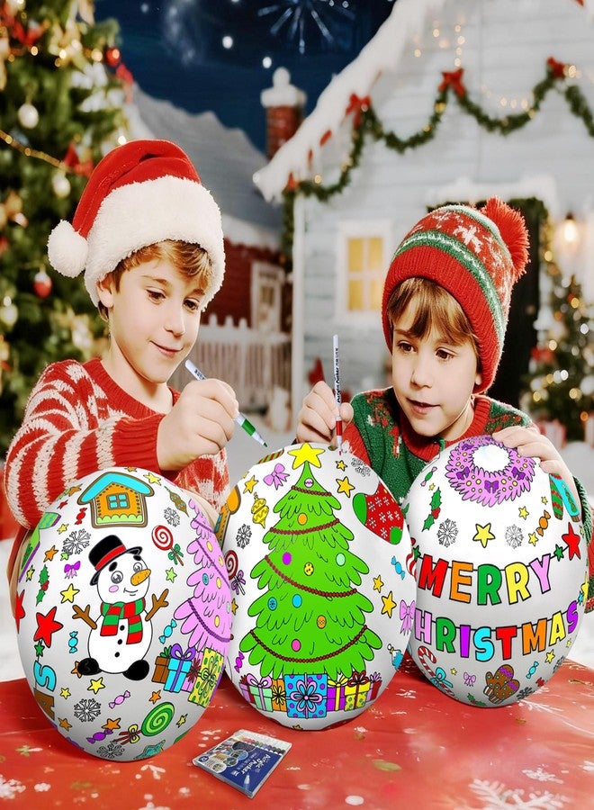 YHFUISK 3 Pack Coloring Christmas Inflatable Ornaments Painting Kit - Christmas Crafts for Kids Age 4-12, Holiday Activities for Kids, Stocking Stuffers, kids Gifts, Large Holiday Outdoor & Indoor Decor - Image 1